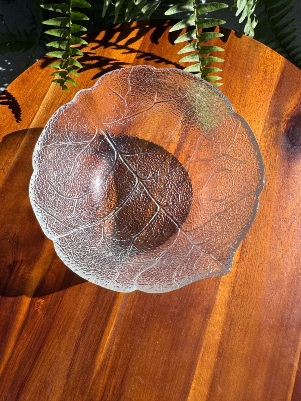 Vintage Arcoroc France Aspen Leaf Glass Bowl, 5" Wide